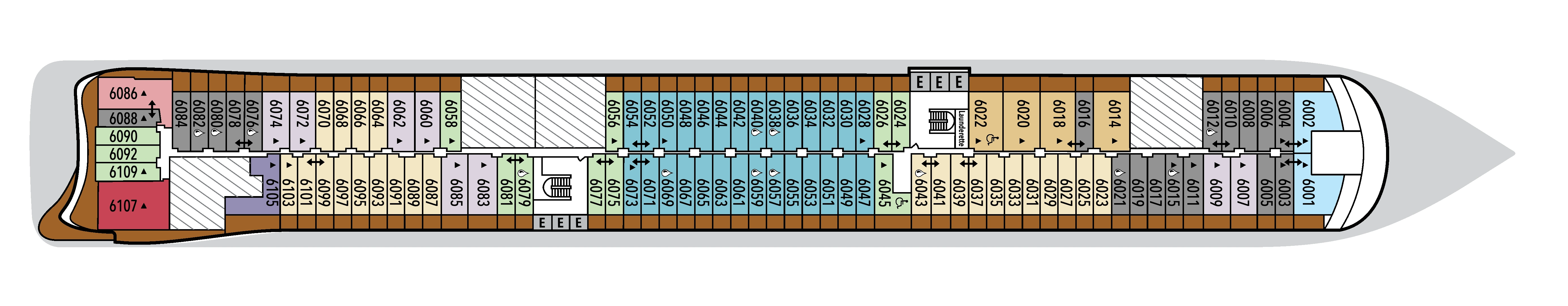 Silver Nova, Deck 6: official cabin and venue layout