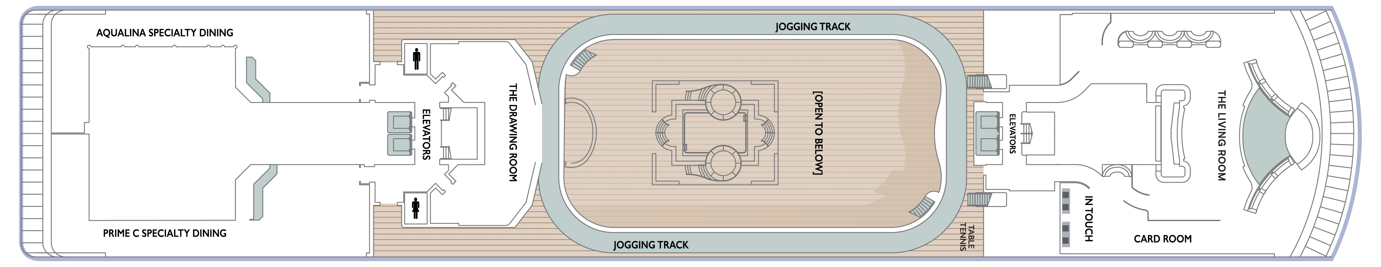 Azamara Quest, Deck 10: official cabin and venue layout
