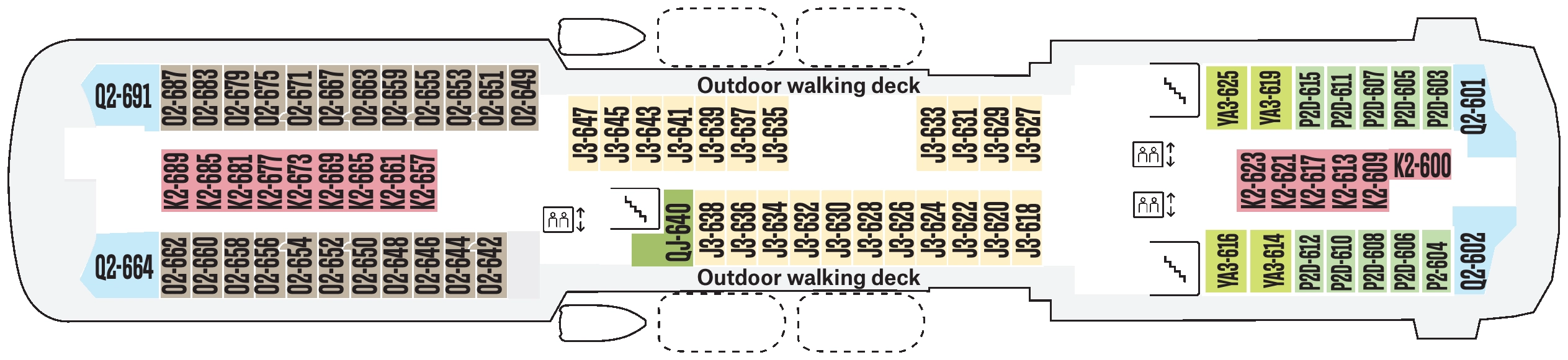 Midnatsol, Deck 6: official cabin and venue layout
