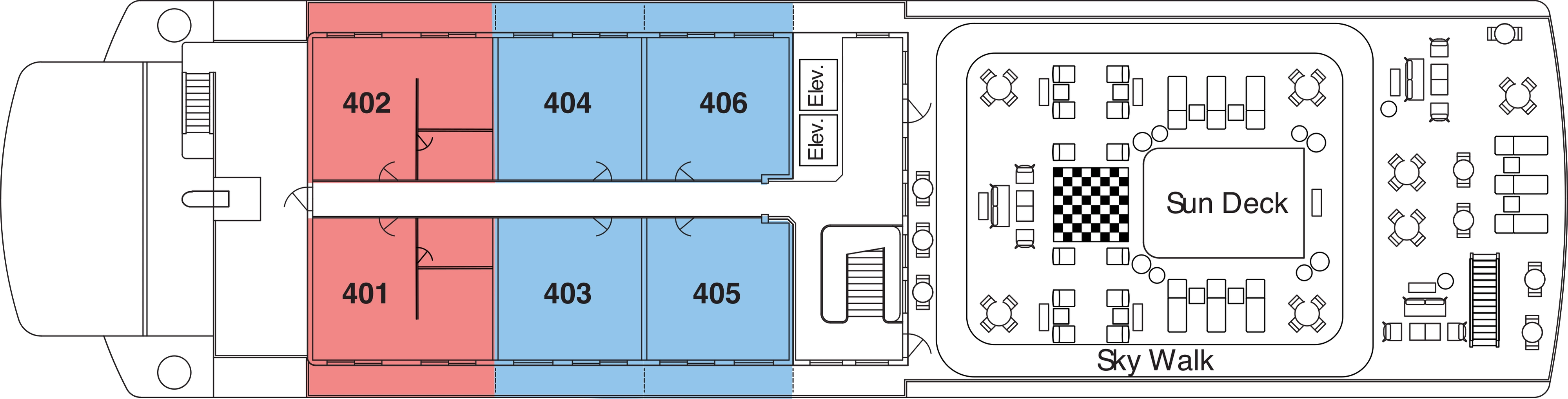 American Legend, Deck 4: official cabin and venue layout