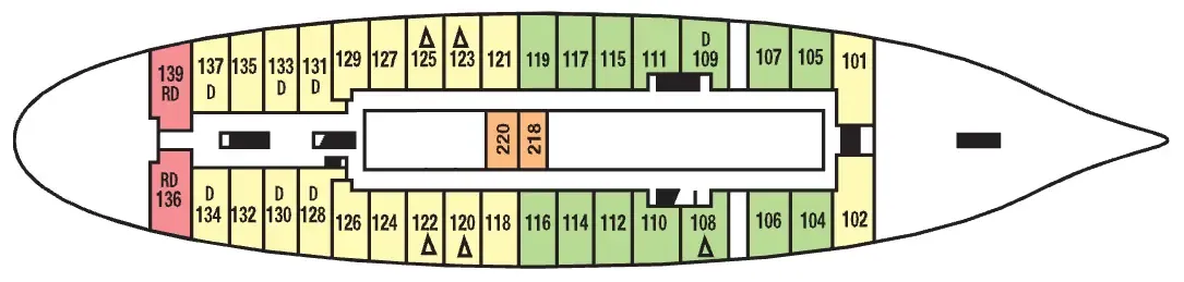 Star Clipper, Deck 1: official cabin and venue layout