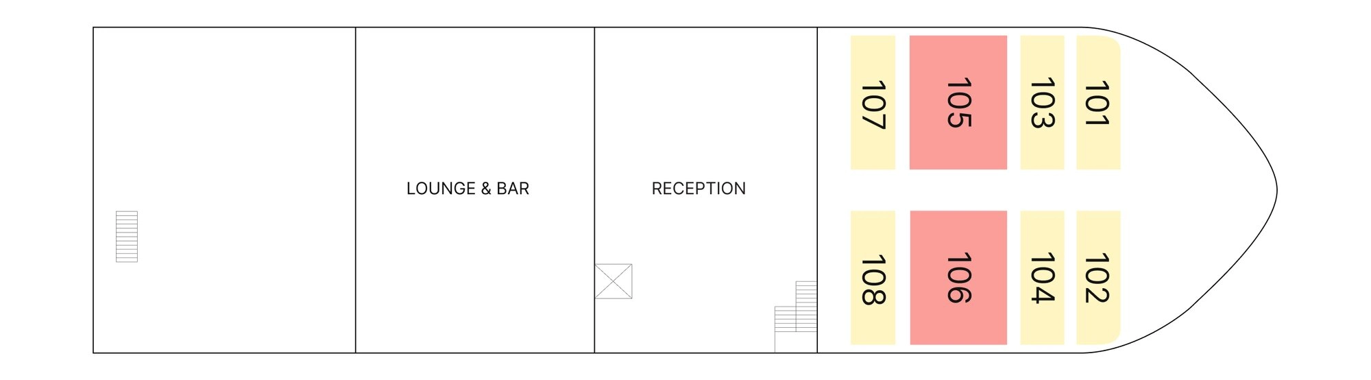 AmaNubia, Deck 2: official cabin and venue layout
