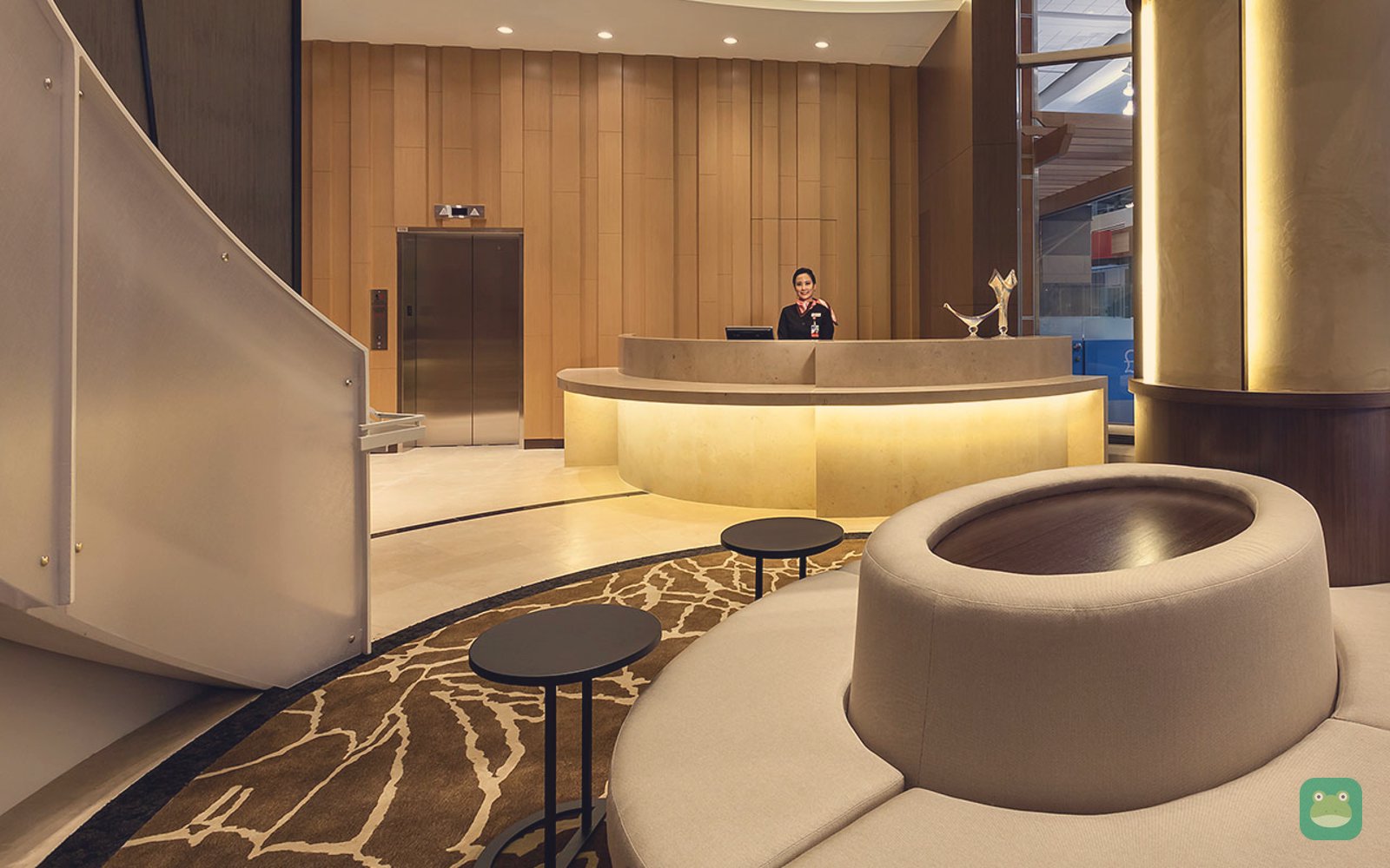 Reception desk and entrance seating