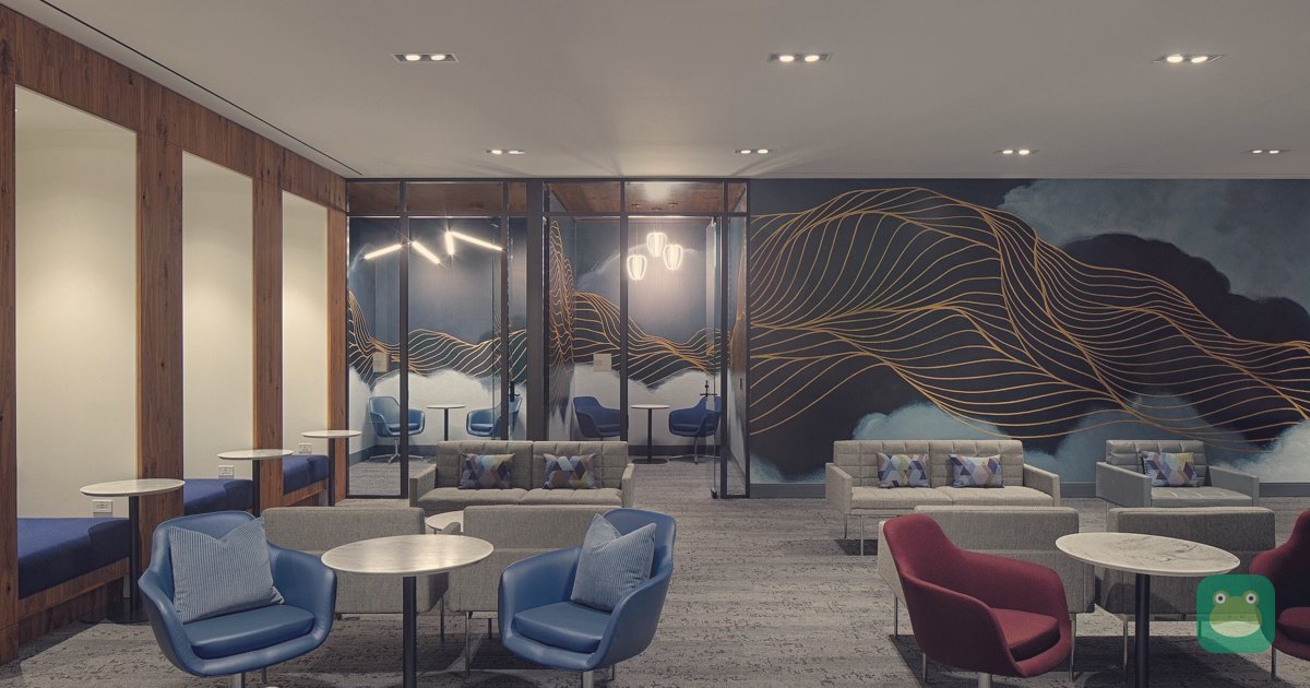 Seating area with phone booths and work nooks