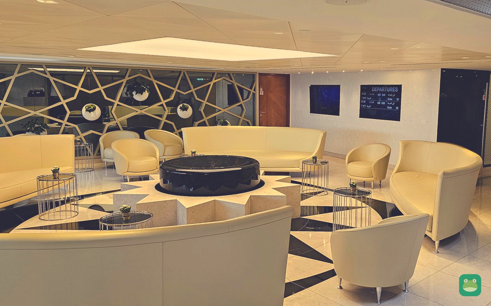 Palm court water feature, Qatar Airways Premium Lounge, Paris CDG