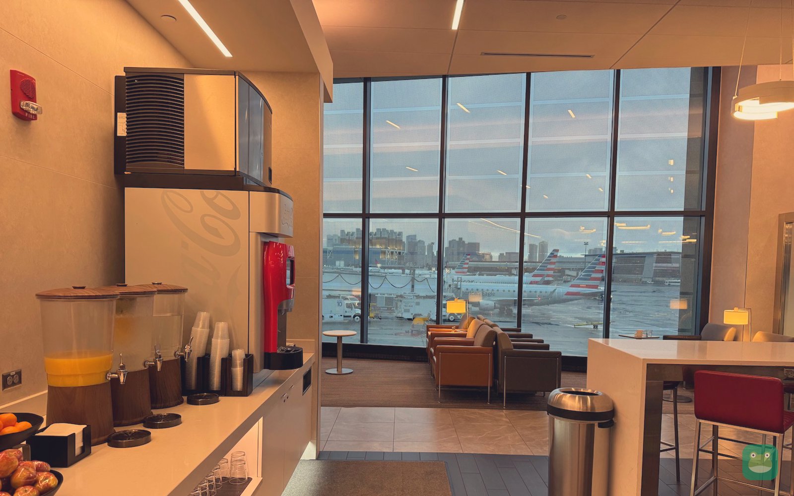 American Airlines Admirals Club, BOS Terminal B — window seating with tarmac views
