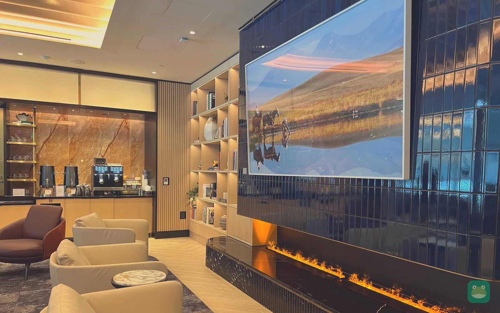 Chase Sapphire Lounge by The Club, DFW Terminal D — fireplace lounge