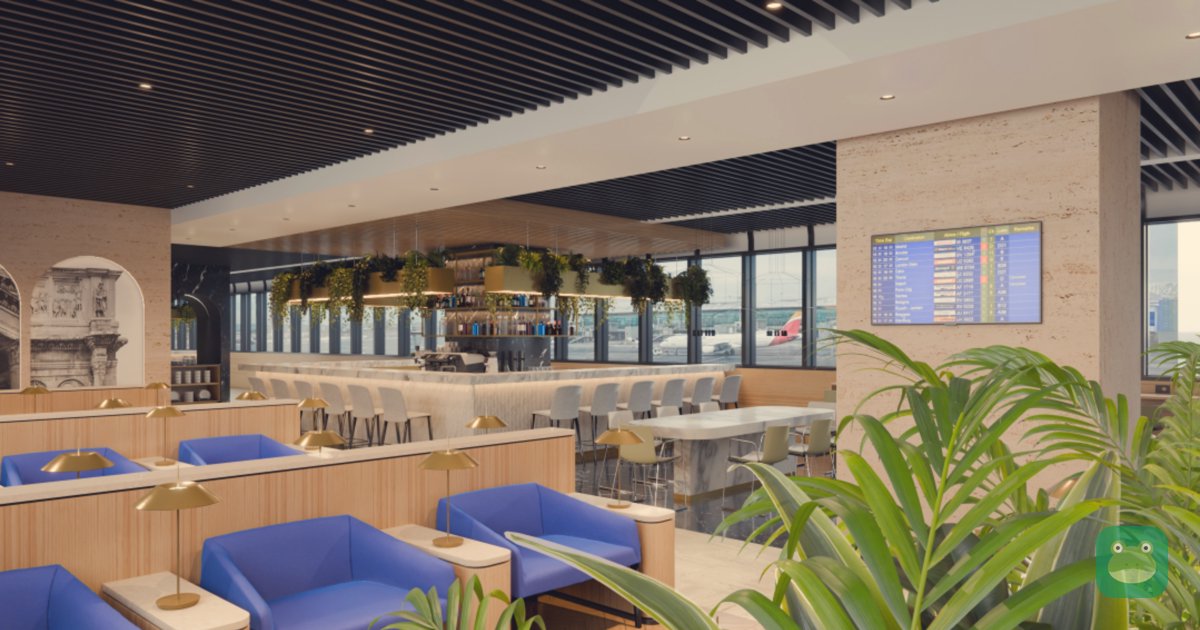 Seating and bar, Prima Vista Lounge, Rome Fiumicino Terminal 1