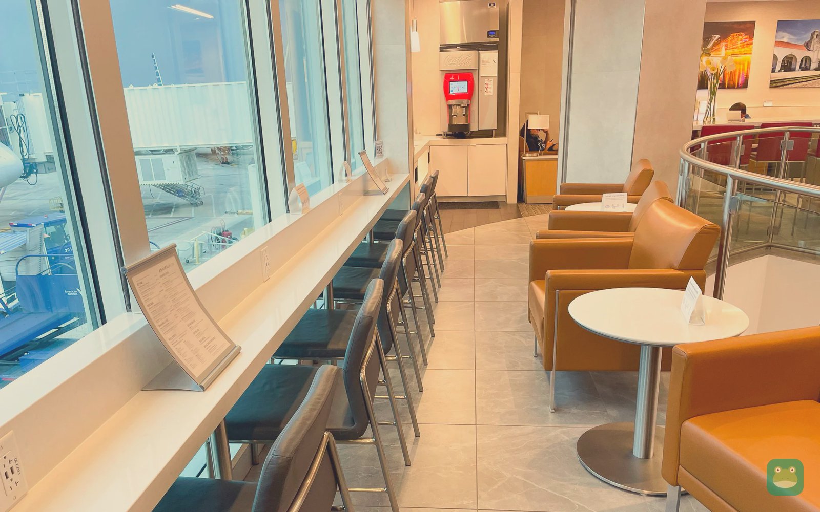 American Airlines Admirals Club, MCO Terminal B — window seating with apron view