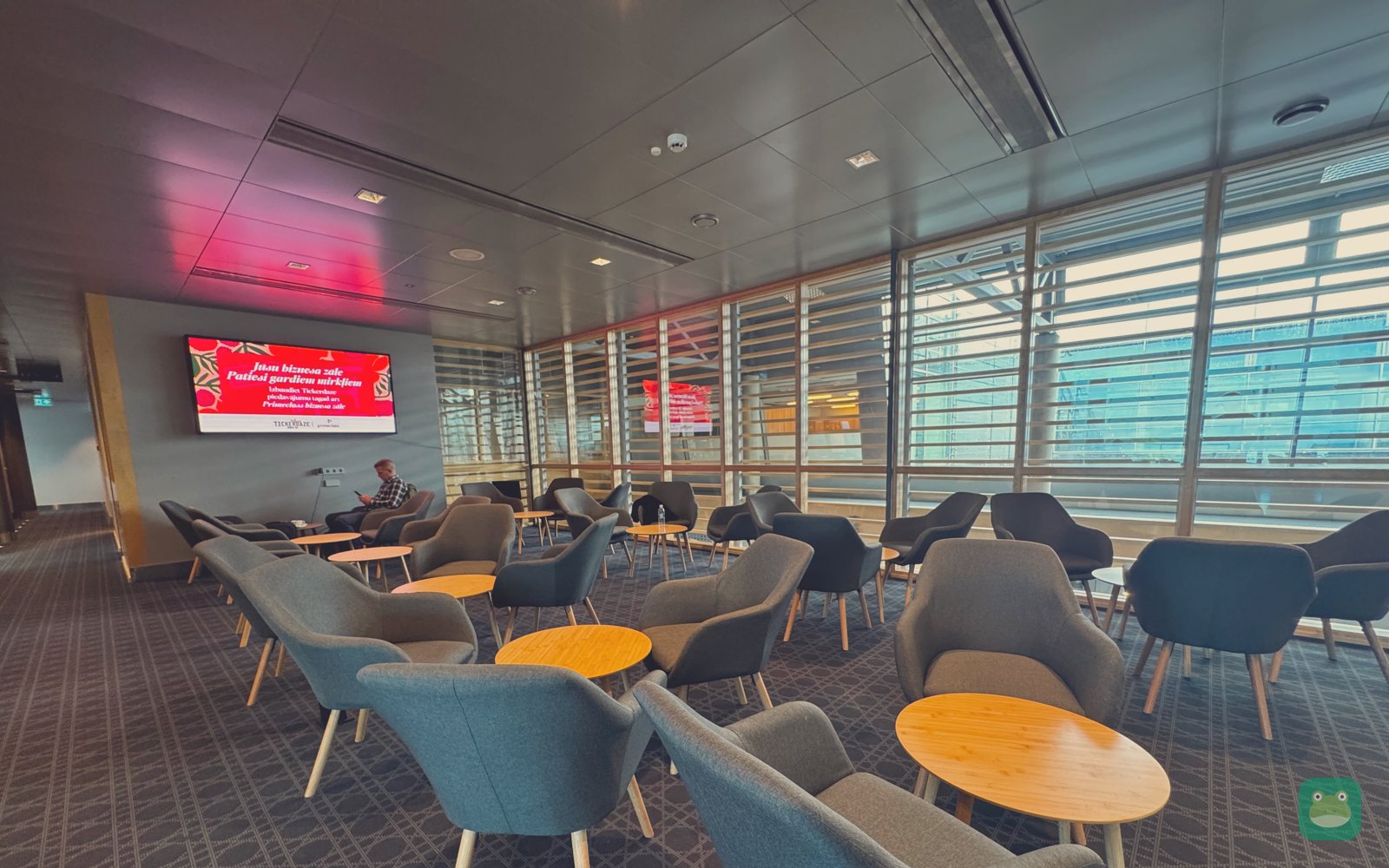 Seating overlooking the concourse, Primeclass Business Lounge, Riga