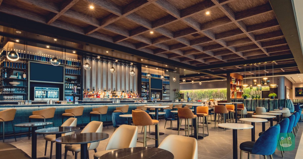 Bar and seating in the Delta Sky Club, ATL Concourse D