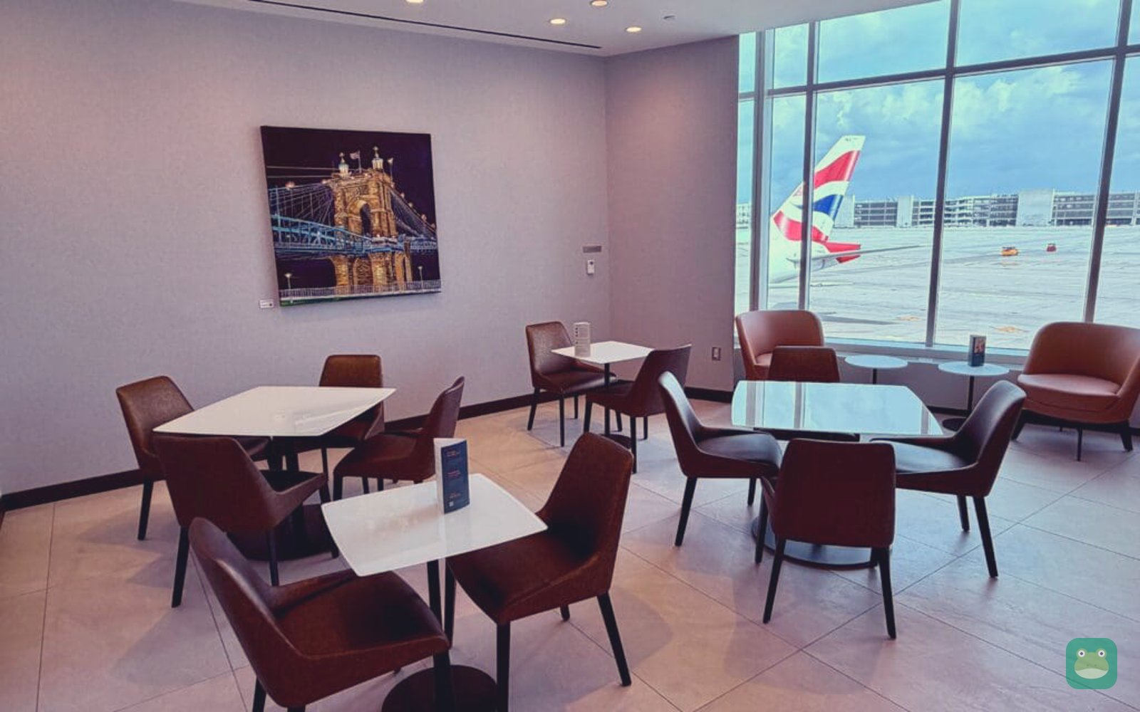 Escape Lounge – The Centurion Studio Partner, CVG Concourse B — seating by the bar with tarmac views