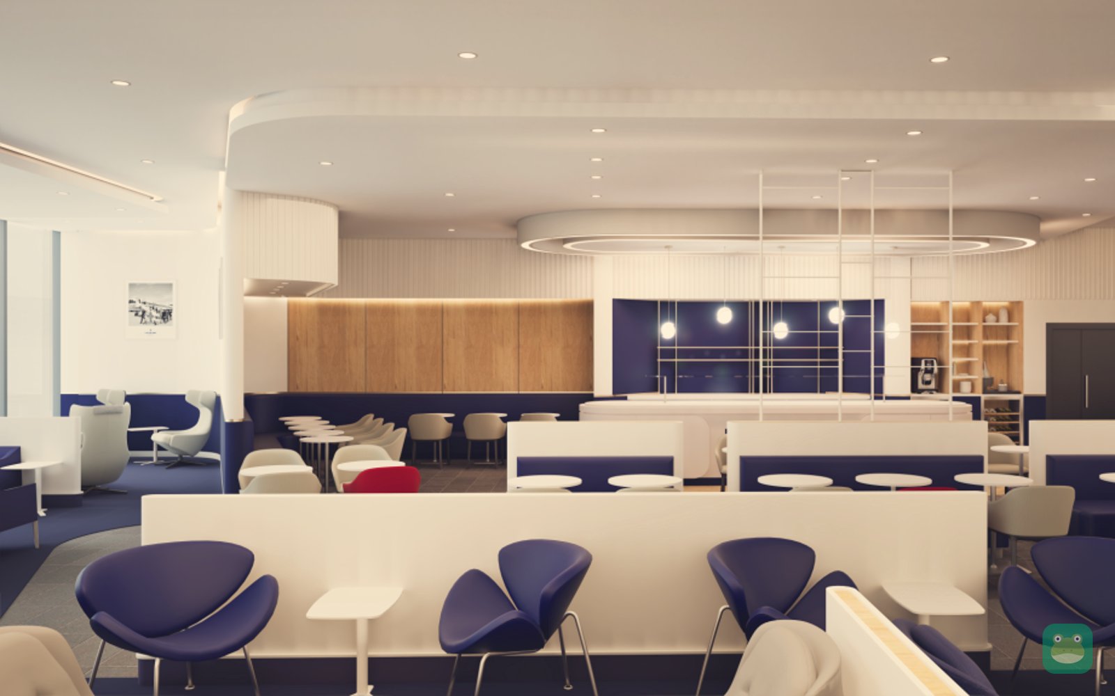 Rendering: Air France Lounge, FRA Terminal 3 (Schengen) — seating area