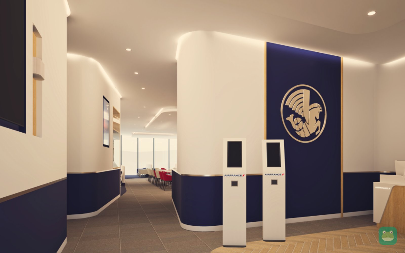Rendering: Air France Lounge, FRA Terminal 3 (Schengen) — lounge interior